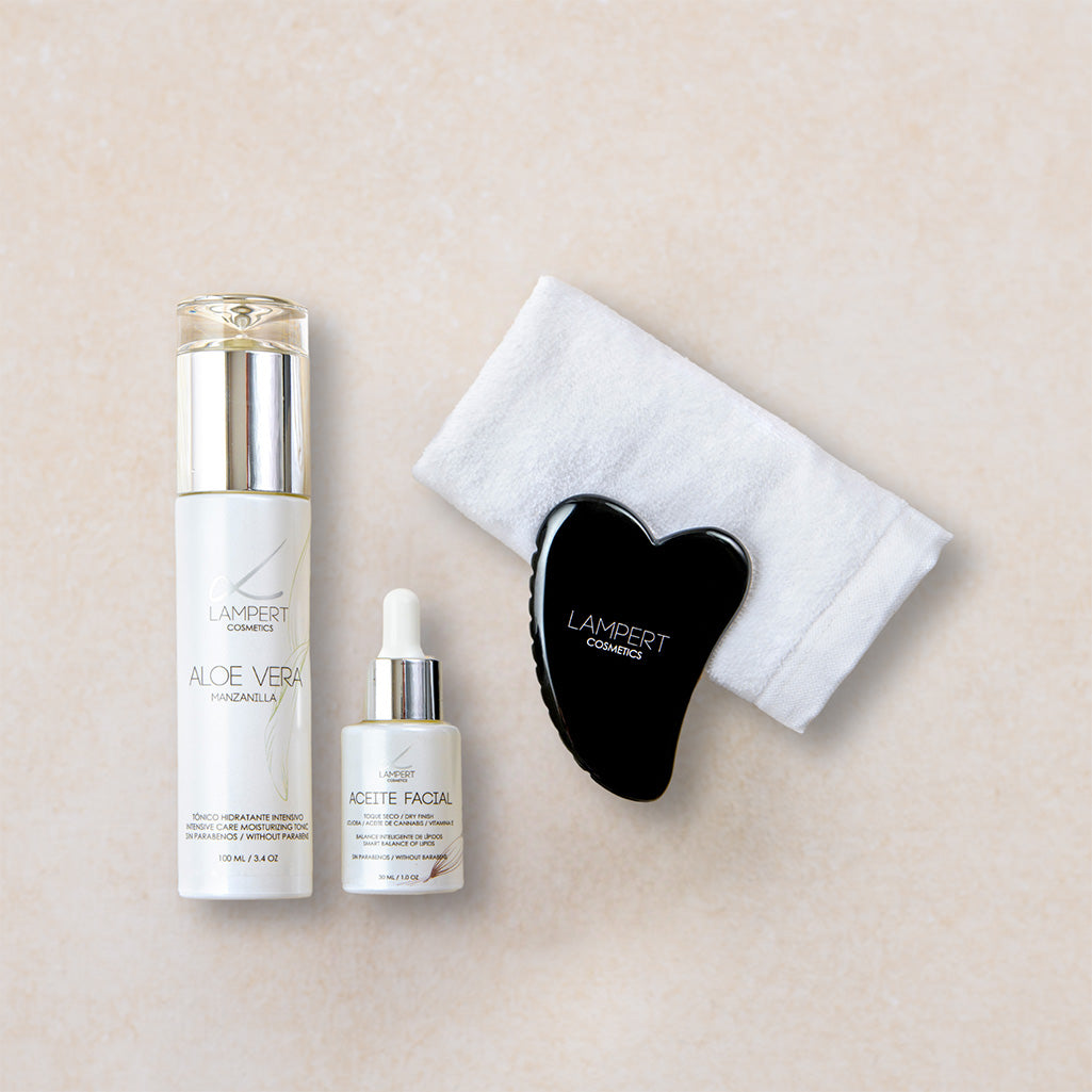 Pack Ritual Care + Estuche de Regalo: Tónico, Aceite Facial, Gua Sha y Toalla Facial