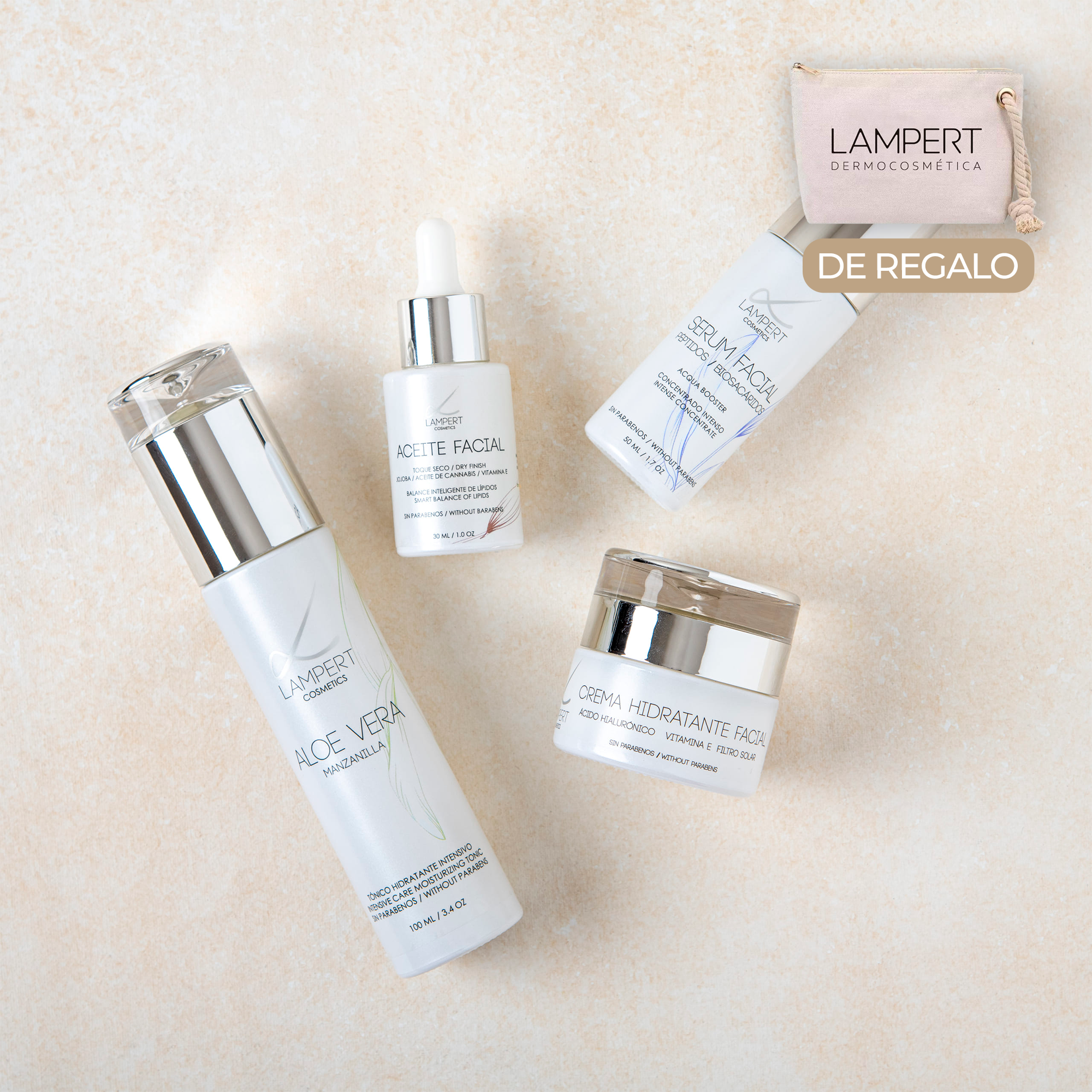 Pack Skincare Hidratante + Estuche de Regalo: Tónico Aloe Vera, Aceite Facial, Sérum y Crema