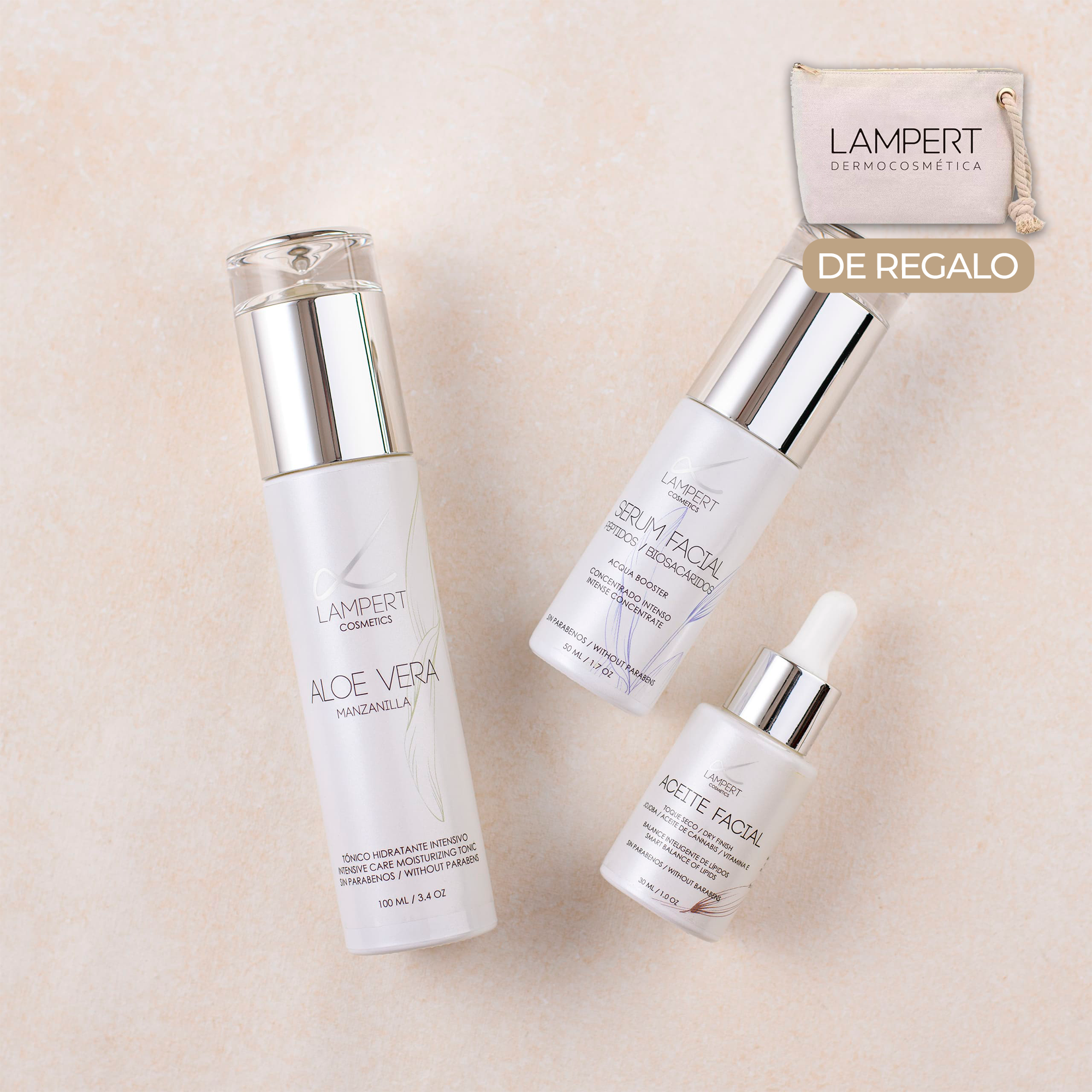 Skincare Silver Pack + Estuche de Regalo: Tónico Aloe Vera, Aceite Facial y Sérum