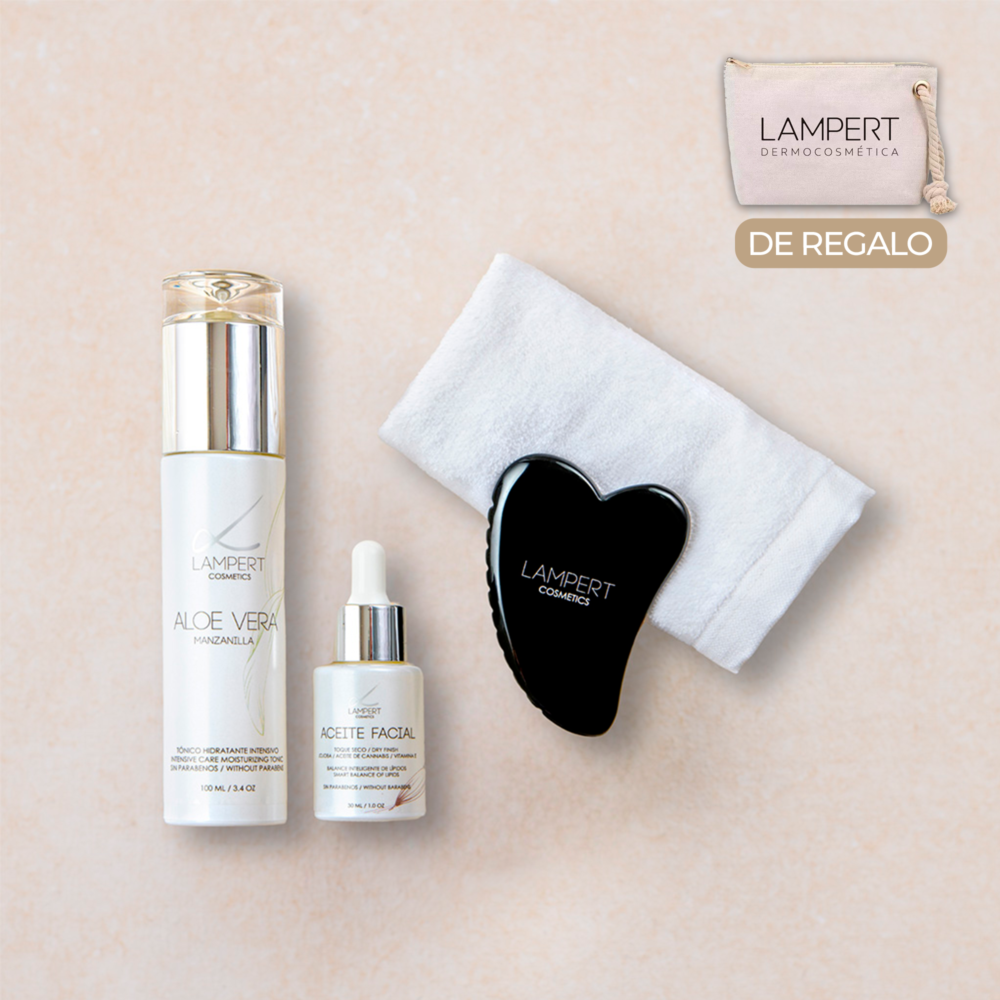 Pack Ritual Care + Estuche de Regalo: Tónico, Aceite Facial, Gua Sha y Toalla Facial