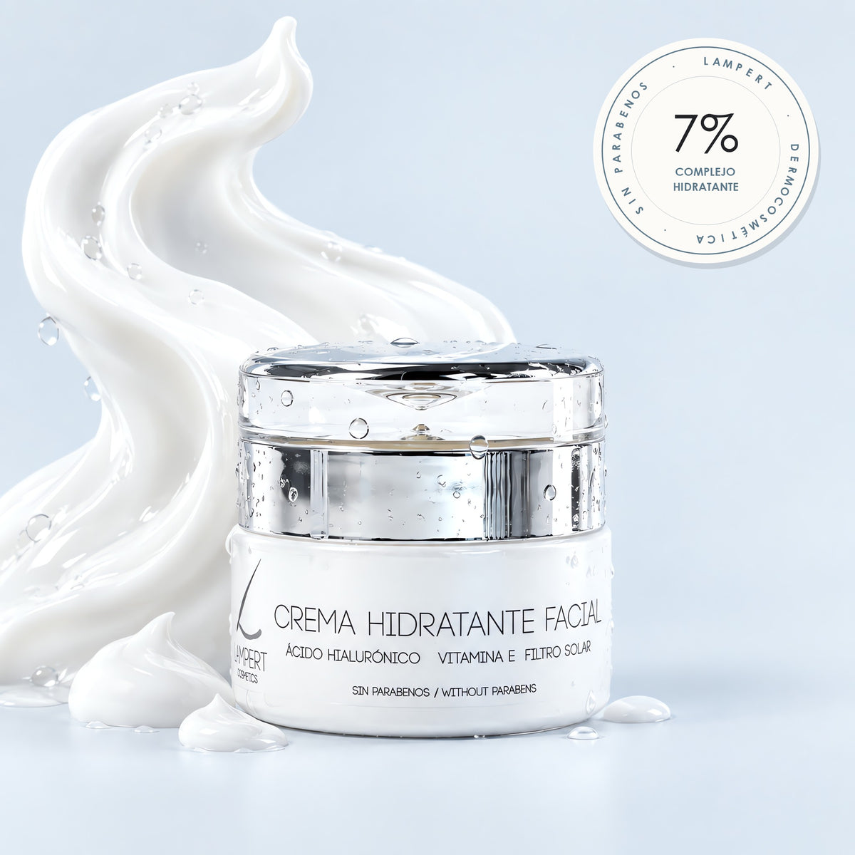Crema Hidratante Facial Lampert con ola de crema blanca – 7% Complejo Hidratante