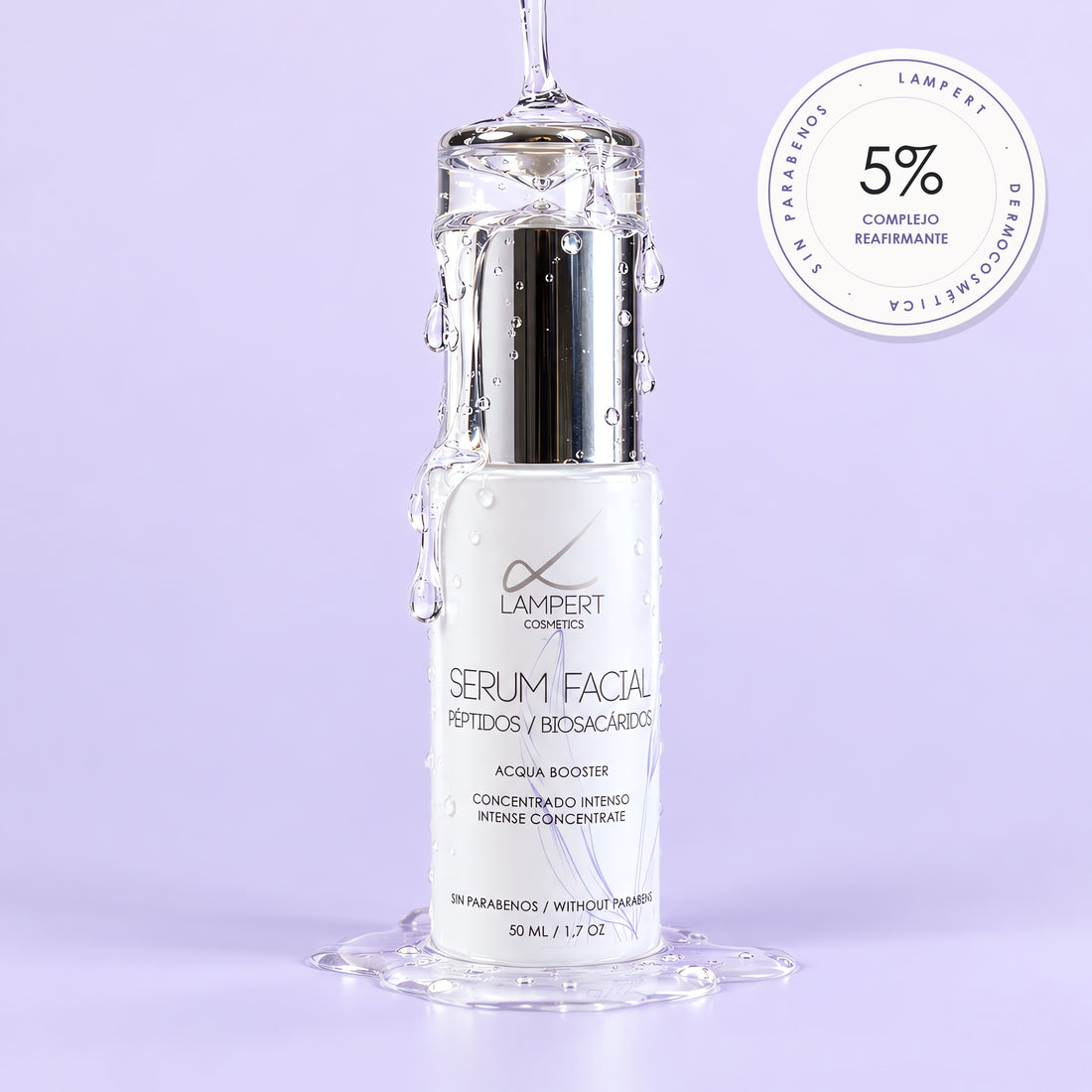 Sérum de Péptidos y Biosacáridos Lampert 50 ml con gel chorreando – 5% Complejo Reafirmante
