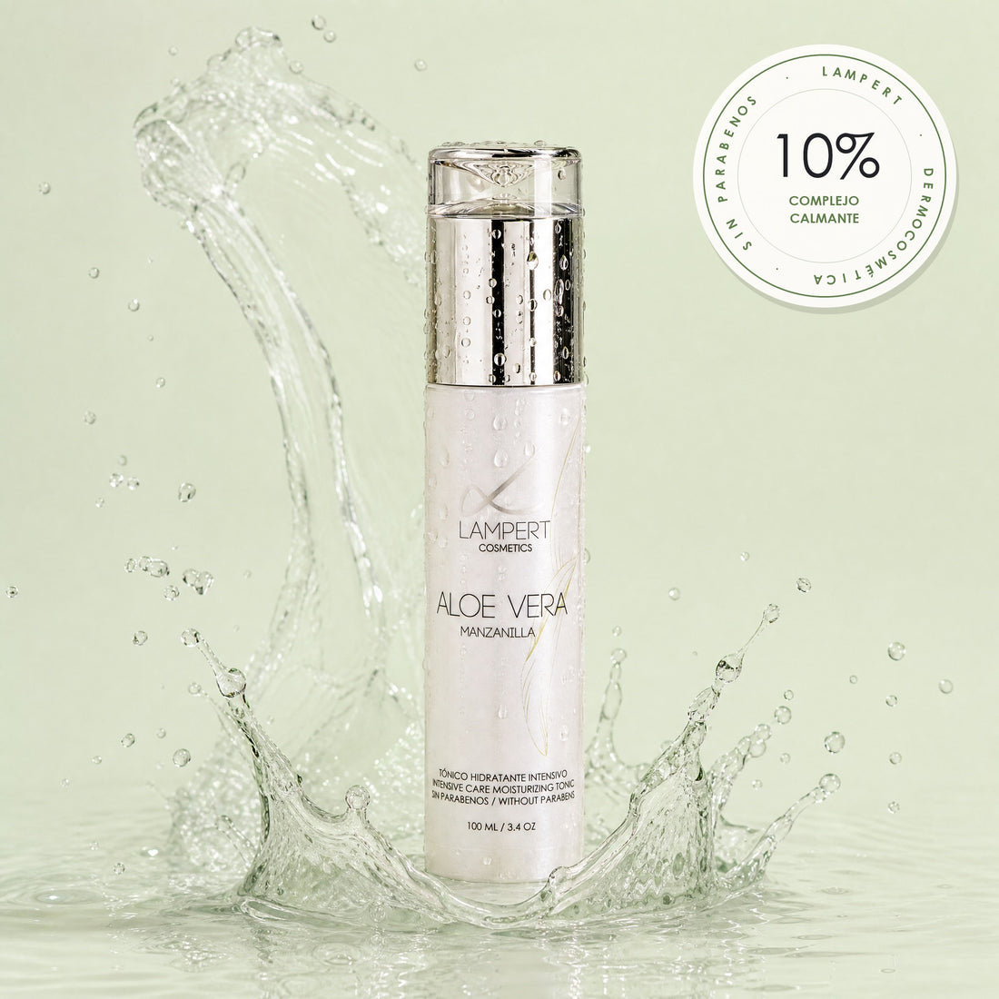 Tónico de Aloe Vera Lampert 100 ml con salpicadura de agua – 10% Complejo Calmante