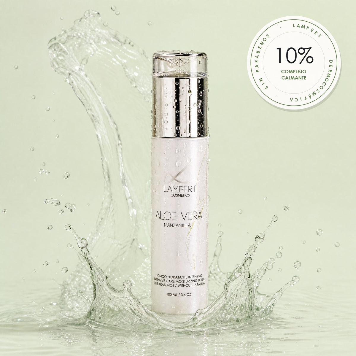 Tónico de Aloe Vera Lampert 100 ml con salpicadura de agua – 10% Complejo Calmante